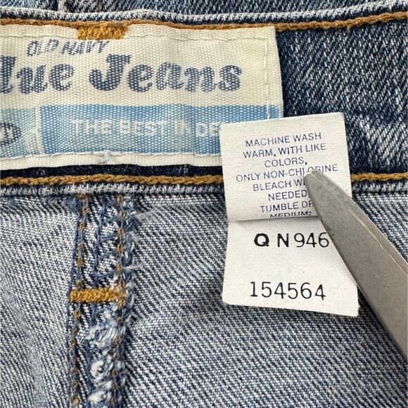 OLD NAVY Midi Denim Skirt Women Size 18 Blue Front Slit Pockets Y2K Hippie Retro - Picture 6 of 8